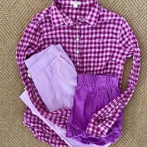J Crew Crewcuts Girls purple joggers shirt shorts